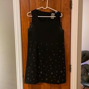 Black and gold grommet dress
